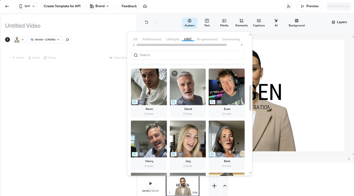 Choose avatar and compose scenes